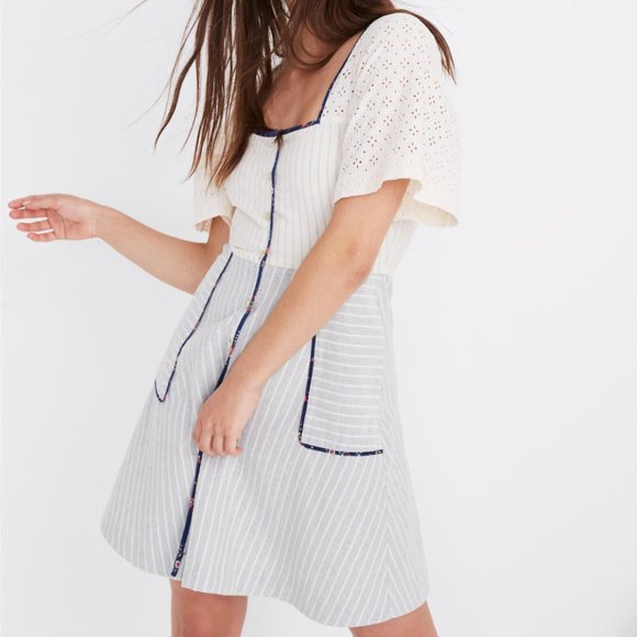 NWOT Madewell X The New Denim Project Patchwork Square Neck Dress - Picture 2 of 5